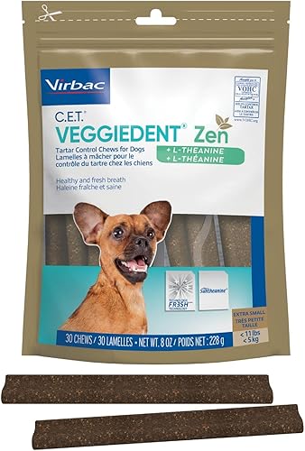 Virbac C.E.T. VEGGIEDENT Zen Mordillos para el control del sarro para perros - Extra Pequeño