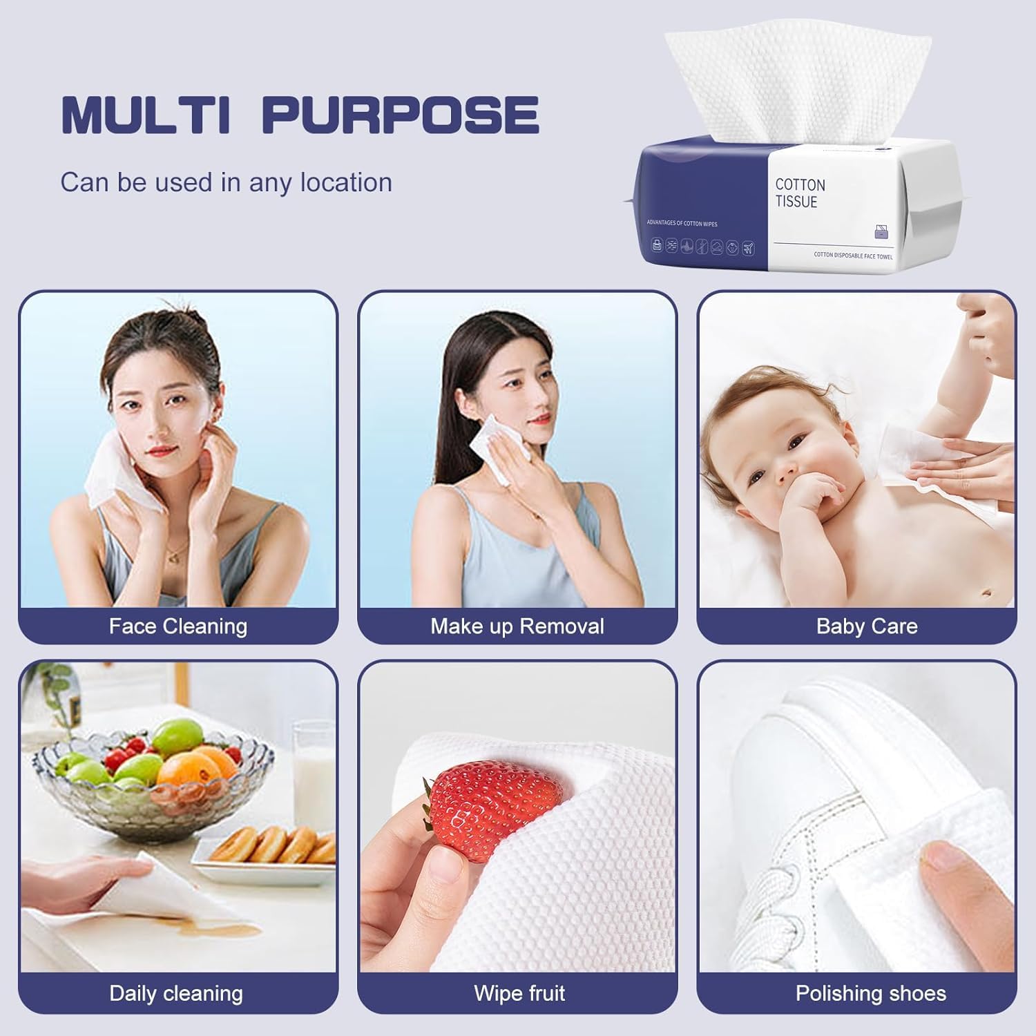 BODFPPC Toallitas Faciales Desechables de Algodón 600 Unidades - Toallas Desechables para Cara, Limpieza Profunda, Maquillaje y Cuidado de la Piel, Multiusos