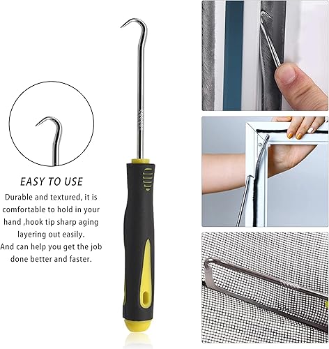 Miniatura 5 de BAYTORY Herramienta de pantalla de 3 piezas, herramienta de rodillo estriado para ventana con mango de madera y ruedas de rodamiento de aceronailon,