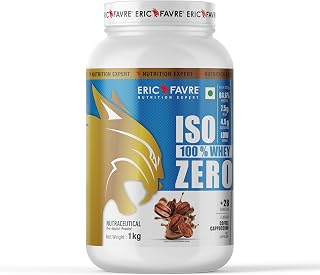 Eric Favre ISO 100% Whey Protein Isolate Powder – 1kg, Coffee Cappuccino | 84% High Protein, Low Sugar, BCAA & Glutamine |... Price In India