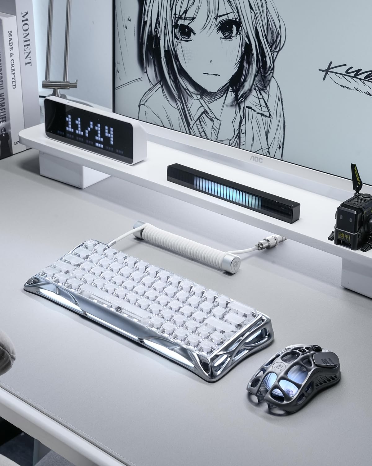 GravaStar Mercury V60 Pro 60% Teclado Gaming de Efecto Hall, Teclado Rapid Trigger con 8000 Hz, interruptores magnéticos, Snap Tap, Aluminio CNC, RGB, para FPS,CS2,PC/Mac (Silver Frost, QZERTY)