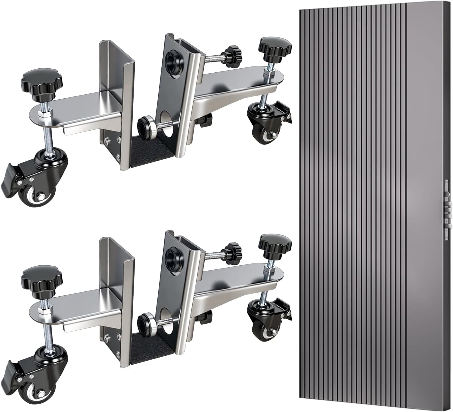 Door Installation Tool Kit with 360° Swivel Wheels, Heavy Duty Steel Door Lifter Dolly for Door Jack Stand for Pre-Hung, Slab & Front Doors, Fits 0.8 to 2.4 Inch Thick, Commercial & Residential Use