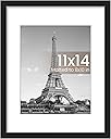 upsimples 11x14 Picture Frame, Display Pictures 8x10 with Mat or 11x14 Without Mat, Wall Hanging Photo Frame, Black, 1 Pack