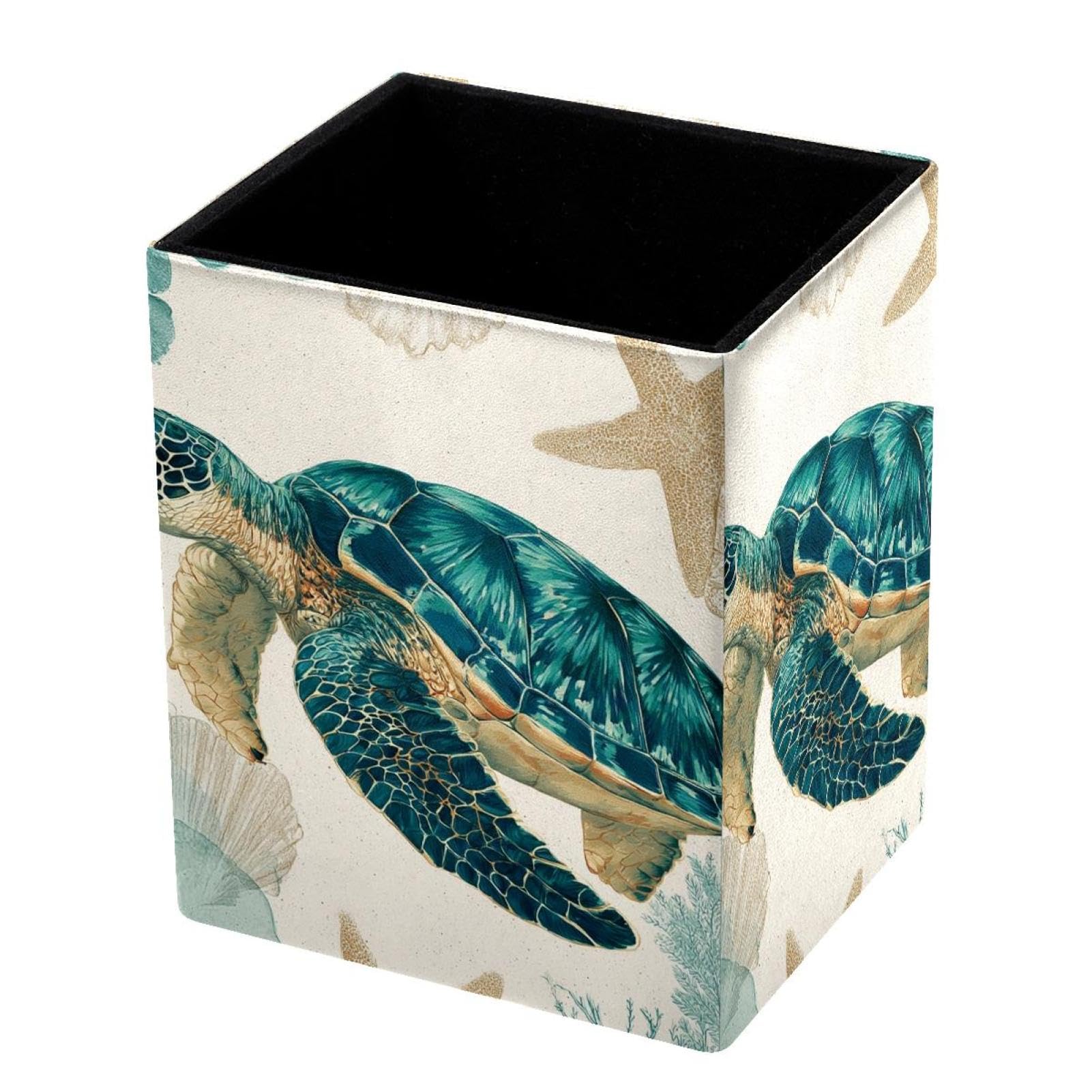 VAPOKF Pencil Holders for Desk, Sea ​​Turtle Printed Pen Holders Pen Pot Makeup Brushes Storage Desktop Stationery Supplies Organiser for Home Office
