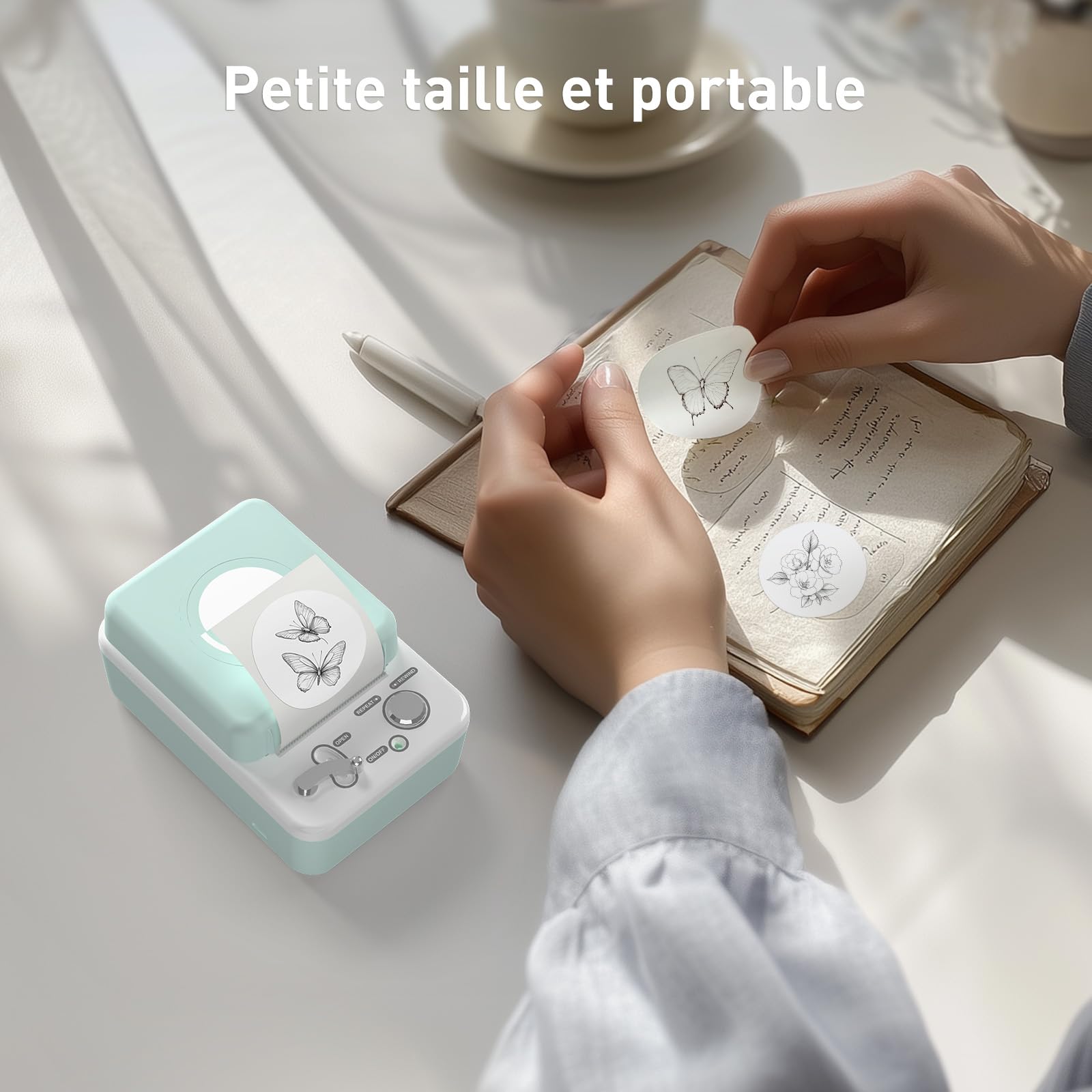 SUPVAN T50M Pro Étiqueteuse Bluetooth avec 4 Rouleaux d'étiquettes Blanches, Pack économique
