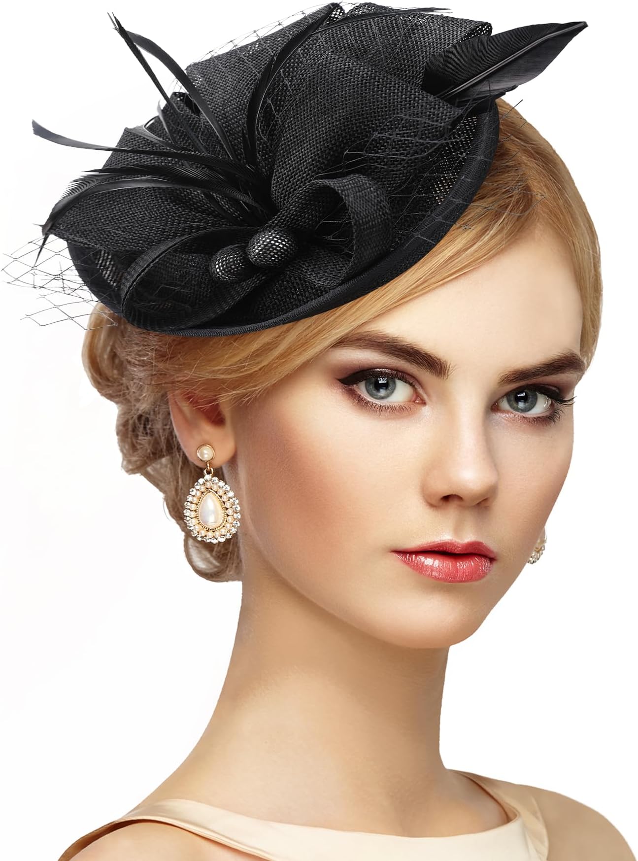 Fascinator Tea Party Hat - 2026 Derby Pillbox Kentucky Hat for Women (7.87x5.9inch)