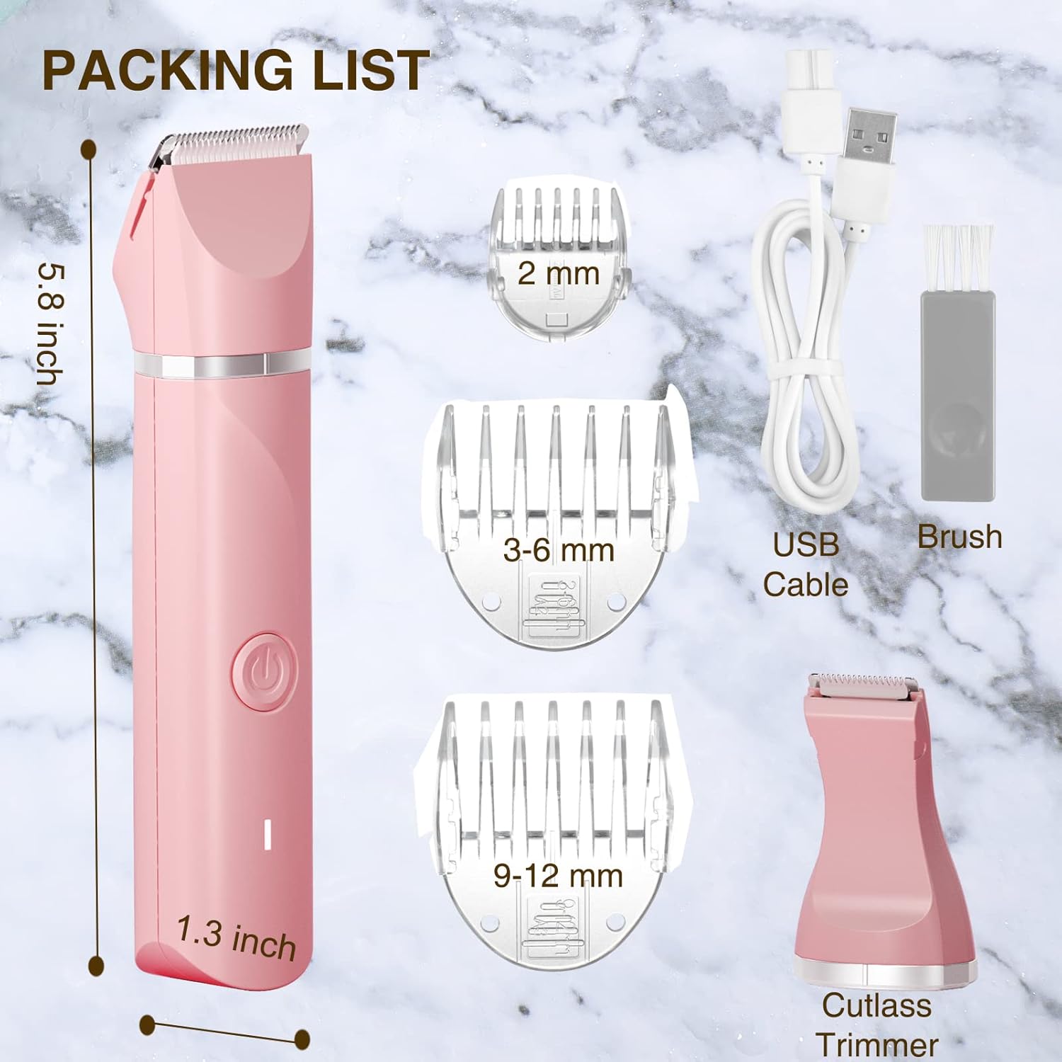 Bikini Trimmer for Women,Electric Razors Shaver for Bikini Legs Pubic Hair,Rechargeable Ladies Bikini Hair Trimmer Removal with Snap-in Ceramic Blades IP7X Washable Head,Wet and Dry Use,Pink - Image 9