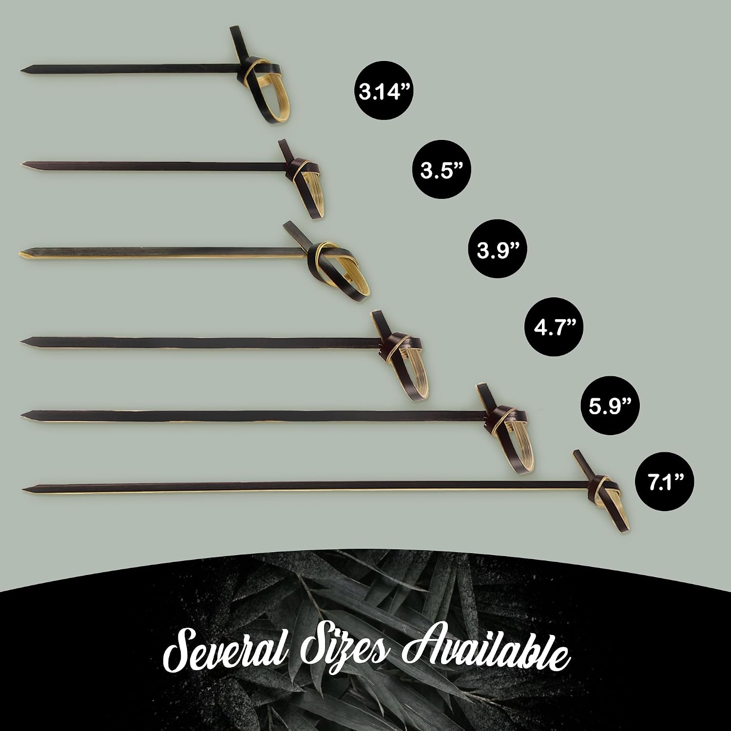 BambooMN 3.5" Black Knot Knotted Bamboo Cocktails Hors D'oeuvres Fruit Sandwich Skewers Picks for Catered Events, Holiday's, Restaurants or Buffet Party Supplies, 200 Pieces