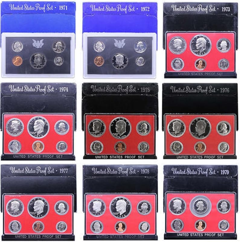 1971 S - 1979 US Mint Set Clad Proof Set Run 52 monedas