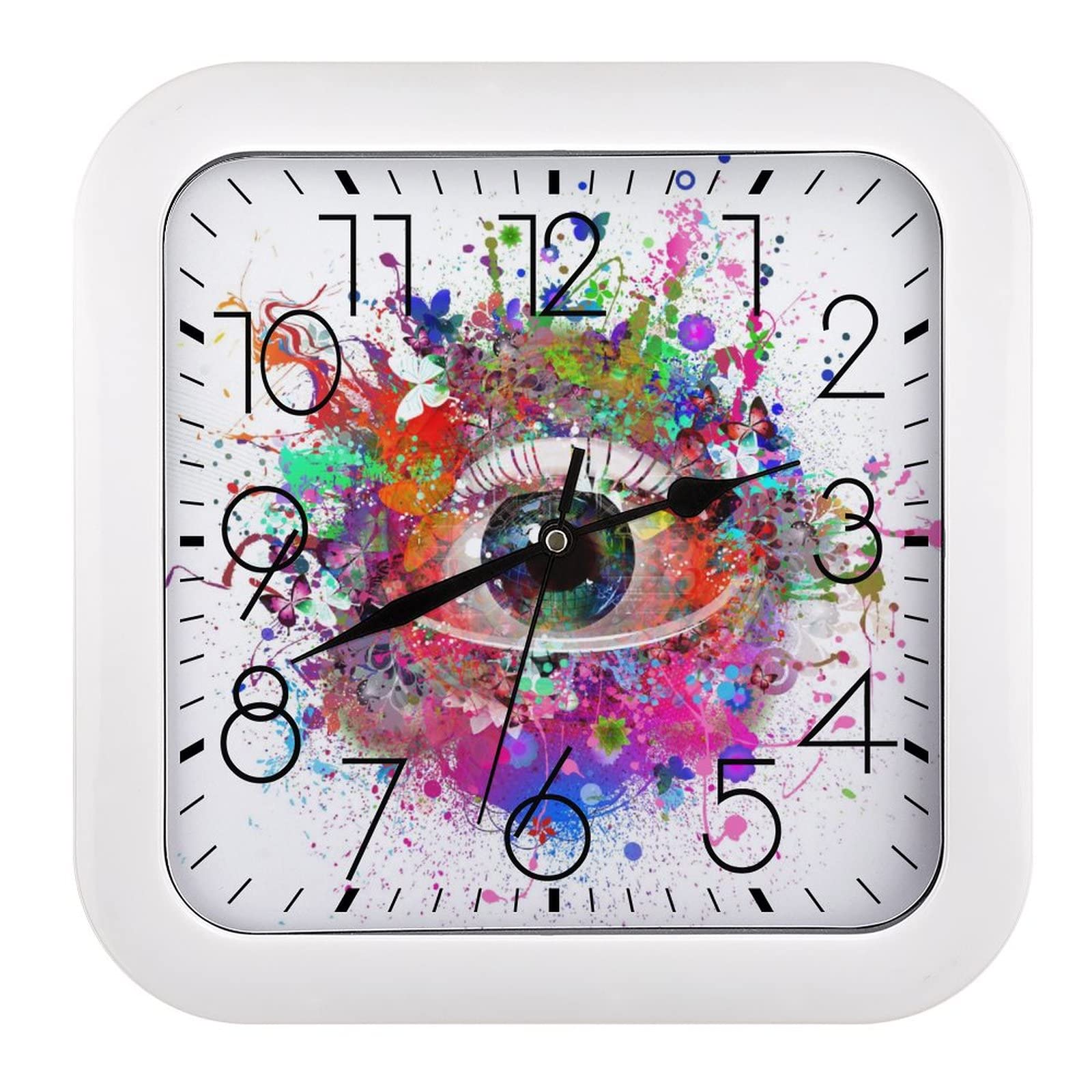 Pendule murale silencieuse sans tic-tac horloge oeil moderne 26cm