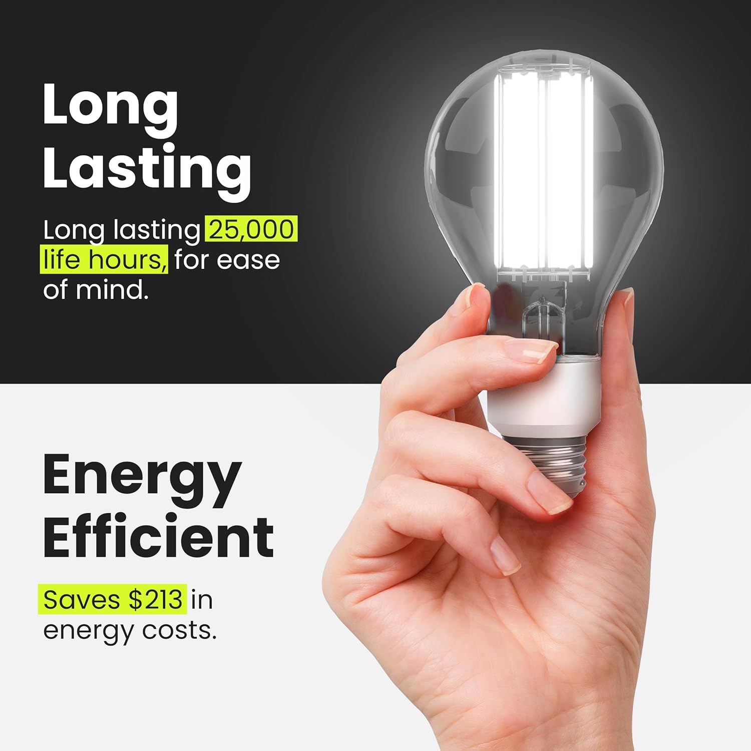 Feit Electric High Lumen A23 LED Light Bulb, 33W (300W Equivalent), 4060 Lumens, 5000K Daylight, Clear Glass, 17,000-Hour Lifetime, Ideal for Commercial or Residential Use, OM300/CL/850/FIL