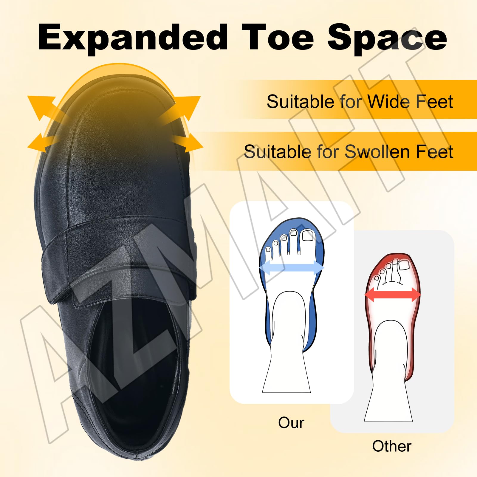 Zapatos Diabéticos para Extra Ancha Piel Comodos y Ortopédicos para Caminar Zapatillas Running Ortopedia Amortiguación Dinámica para Deporte y Salud Podal,Negro,41 EU