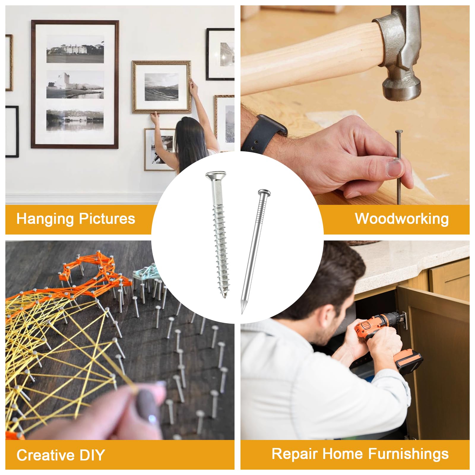 KURUI Picture Hanging Nails & Screws - 350 Piece Kit -5