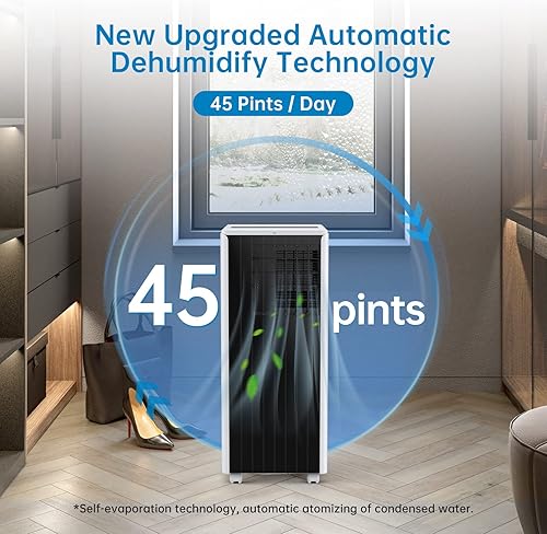 Miniatura 3 de Aire acondicionado portátil de 8000 BTU, aire acondicionado portátil 4 en 1 con ventilador, deshumidificador y modo de suspensión, unidades de aire