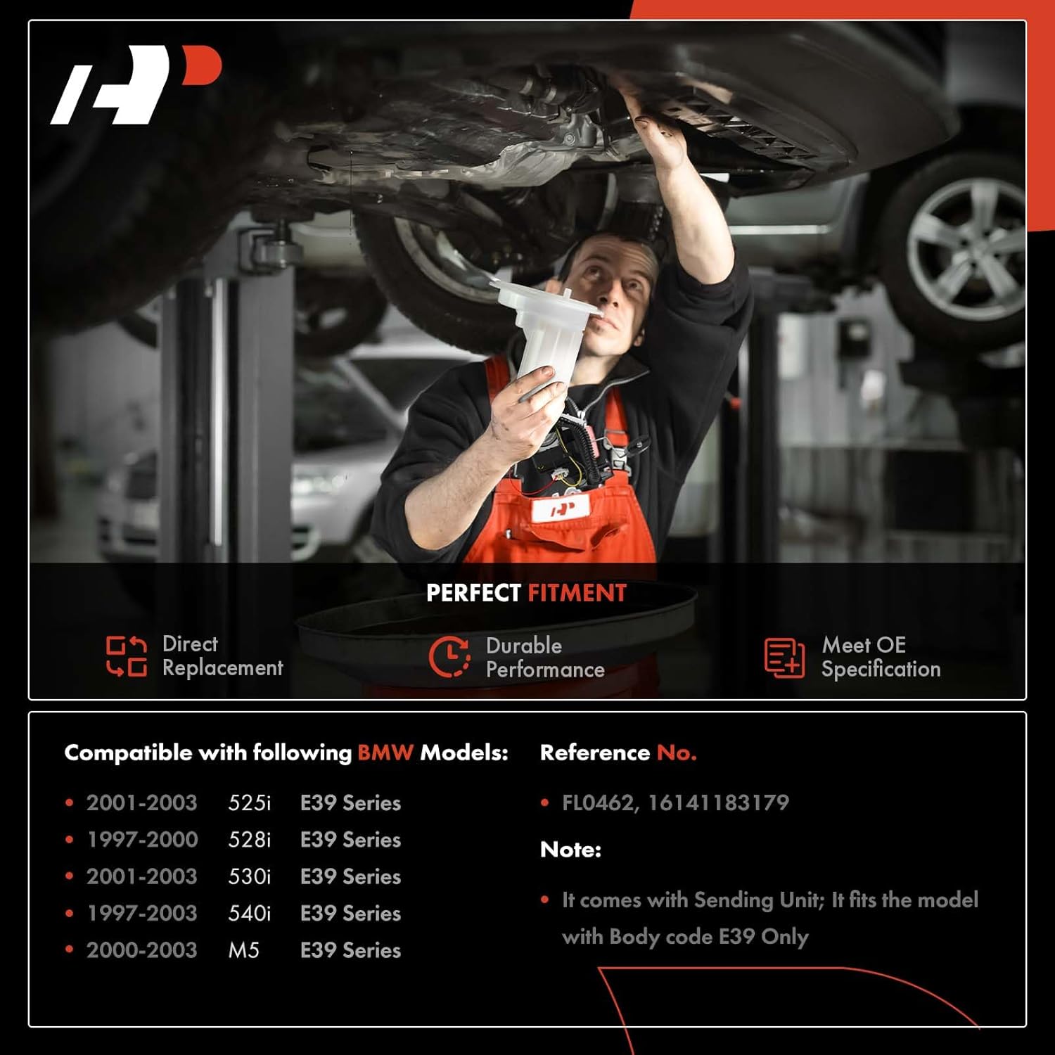 A-Premium Left Fuel Filter Assembly with Sending Unit Compatible with BMW - 1997-2003 - E39 Series 525i, 528i, 530i, 540i, E39 M5 Series M5