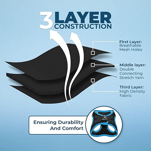 Miniatura 5 de Best Pet Supplies - Malla para todo tipo de climafelpa, reflectante, arnés antitirones para perros pequeños, medianos y gatos - Seguro con cierre de