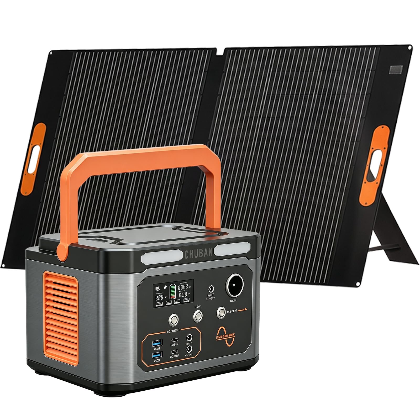 CHUBAN Portable Power Station 600W with Solar Panel 100W