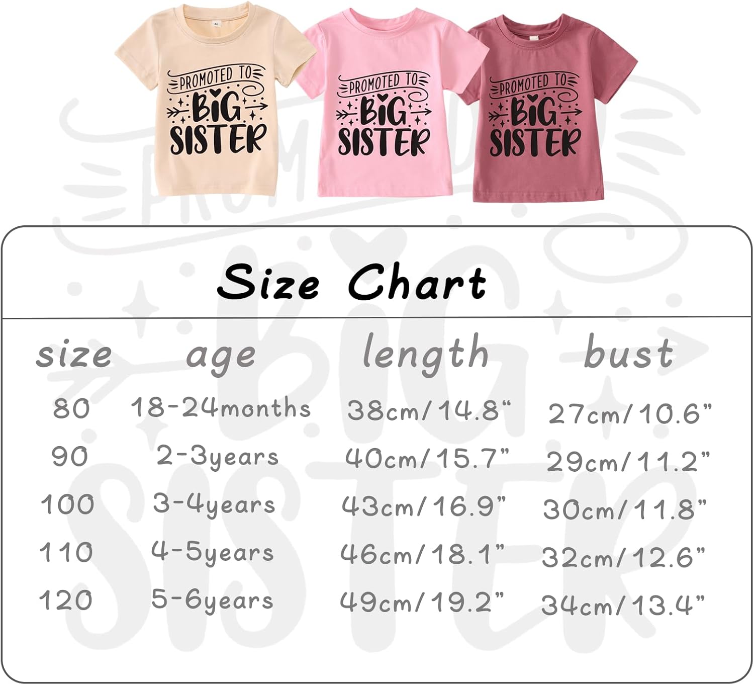 Big Sister Toddler Shirt Baby Girls Promoted to Big Sister Announcement Tshirt New Sibling Reveal Tops Outfits - Image 7