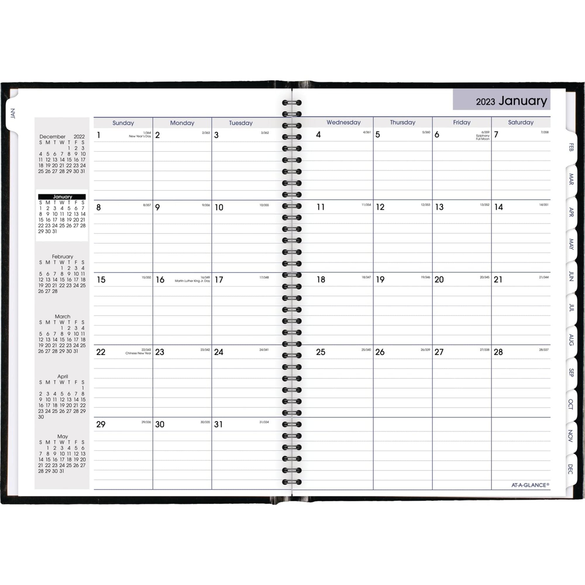 AT-A-GLANCE Monatsplaner 2023, DayMinder, 20,3 x 29,5 cm, große, monatliche Registerkarten, Hardcover, schwarz (G470H00)