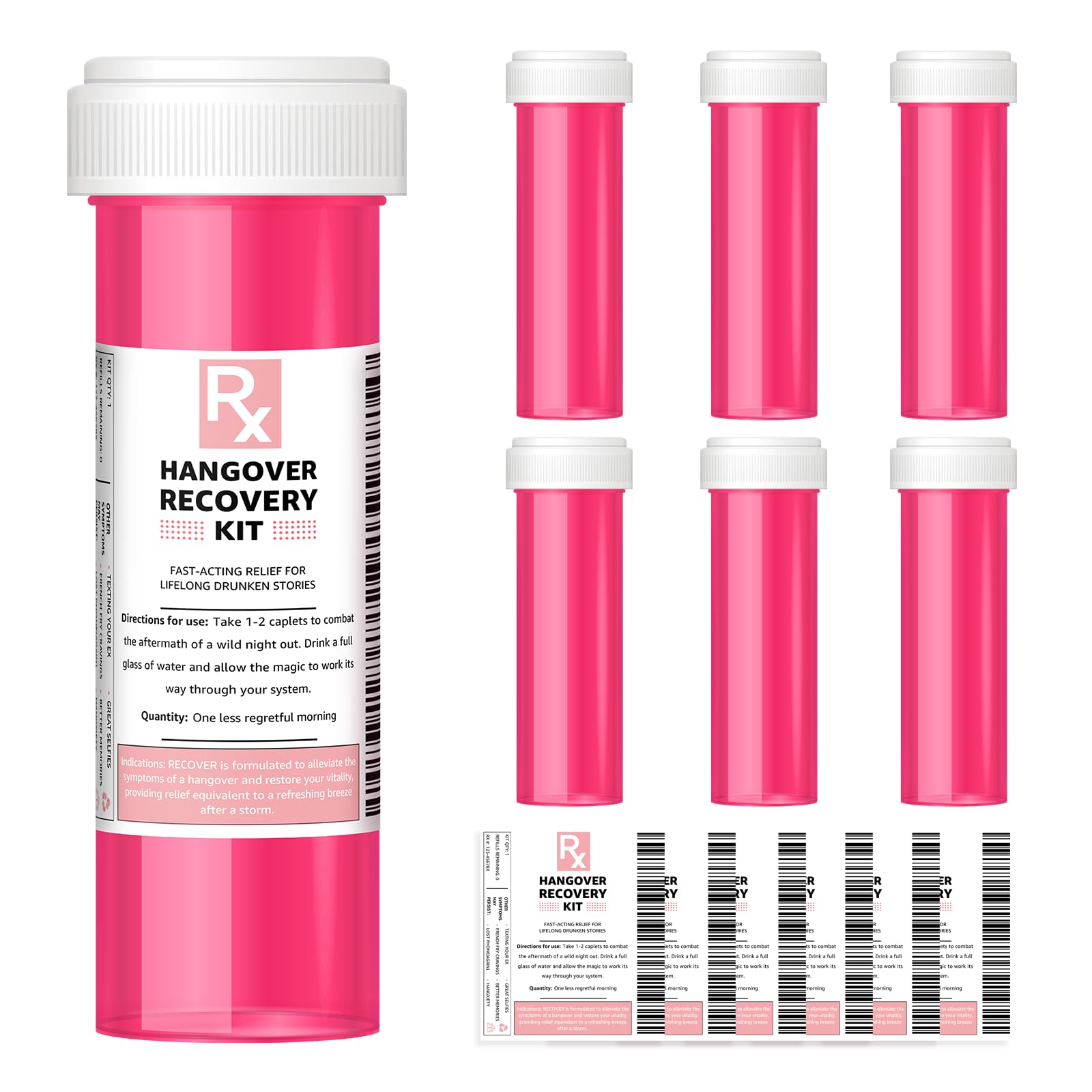 Photo 1 of ***missing lids****LOVEVOYAGE Bachelorette Party Favors - 6 Pack Pink Empty Pill Bottles, DIY Hangover Kit Supplies for 21st Birthday, Nashville Girls Trip, Bridal Shower & Wedding Guest Gifts