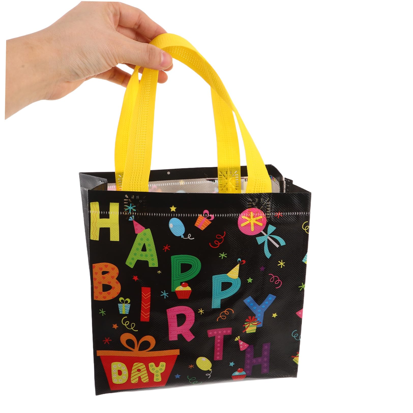 Yardwe 30 Bolsas de Obsequio de Cumpleaños Reutilizables con Asas, Bolsa de Tela No Tejida Resistente, Tamaño Mediano, Color, Adecuado para Fiestas, Dulces y Recuerdos de Eventos