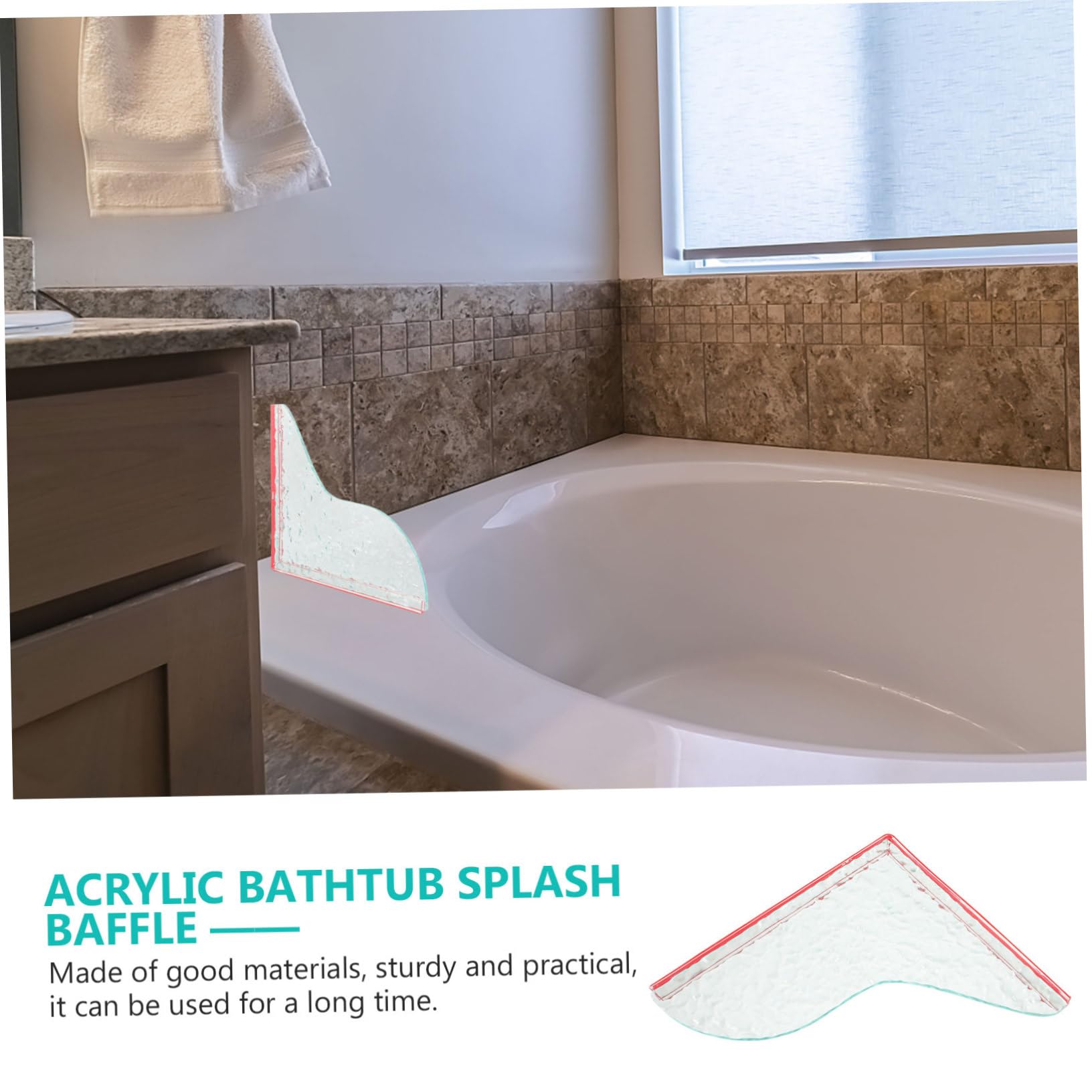Mipcase Acrylic Bathtub Splash Protector for Bathtub and Washbasin Wave Pattern and Easy to Install Prevents
