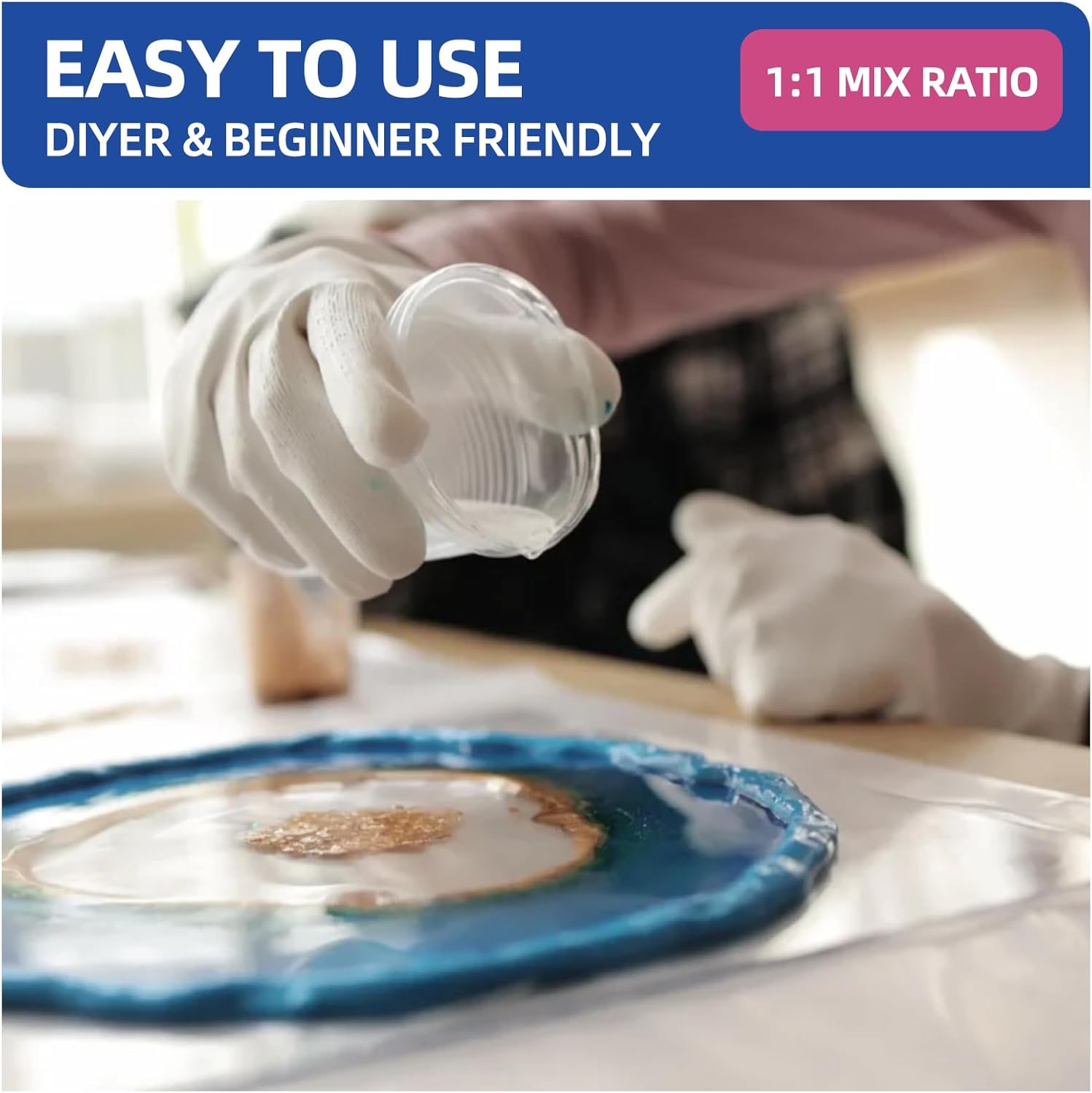 1 Gallon Crystal Clear Epoxy Resin Kit - Not-Yellowing No-Bubble, Self Leveling Easy Pour - 1:1 Ratio High Gloss Casting & Coating Resin for Art Crafts, Jewelry Making, Wood & Molds - Image 5