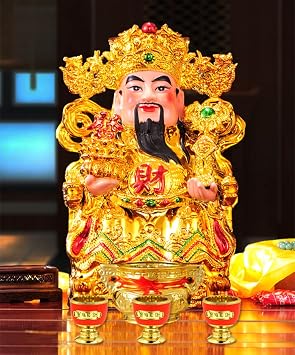 God of Fortune - God of Wealth - Best Chinese Feng Shui Gifts-Feng Shui CAI Shen Statue- Wencaishen- Zhao CAI- Feng Shui Decor- Chinese New Year Gift (12 Set, 10 Inches)