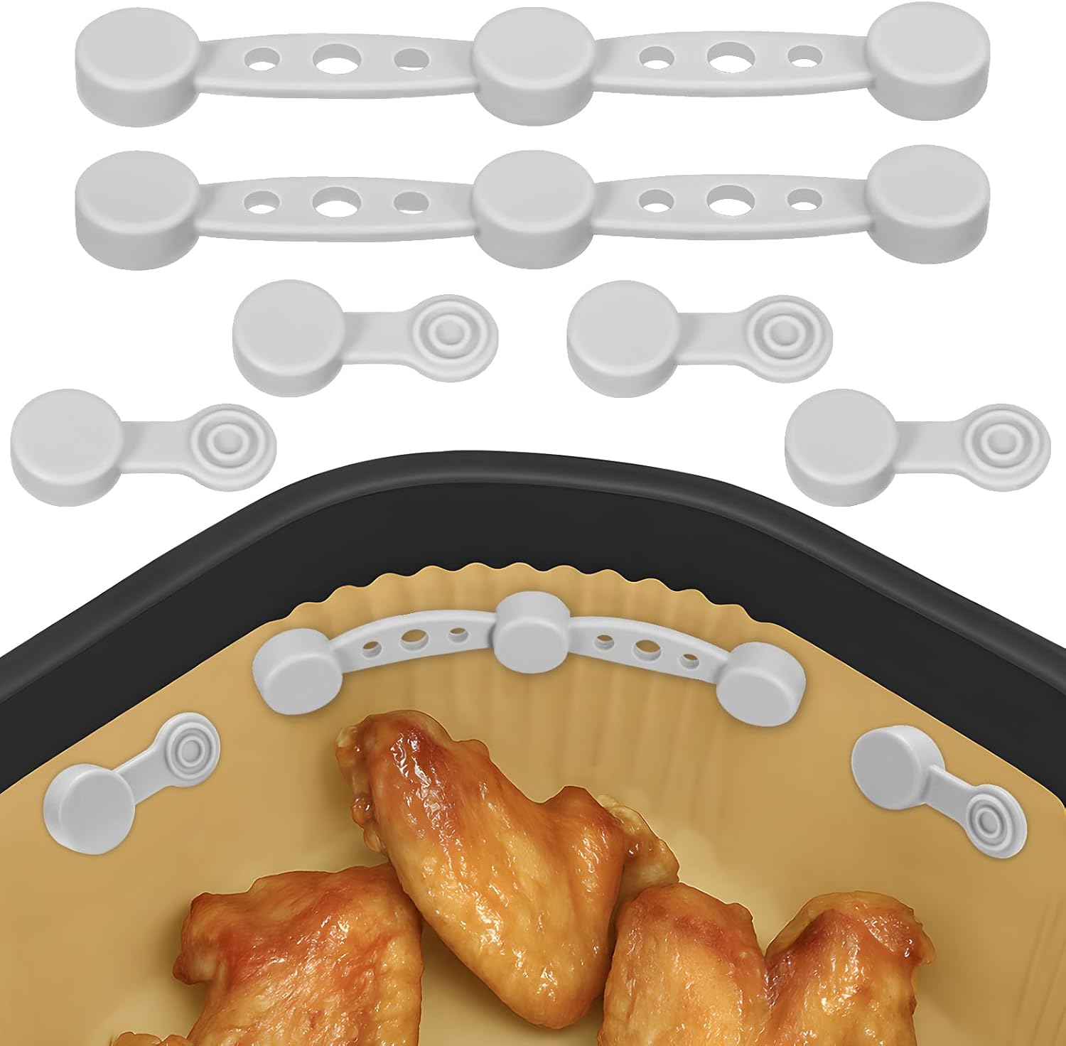 Air Fryer Magnet Silicone Buckles for Parchment Paper – 2 Pack Reusable Accessories for Disposable Basket Liners, Secure Baking Paper, Prevent Shifting & Burning (Grey) Air Fryer Magnet Silicone Buckles for Parchment Paper – 2 Pack Reusable Accessories for Disposable Basket Liners, Secure Baking Paper, Prevent Shifting & Burning (Grey)