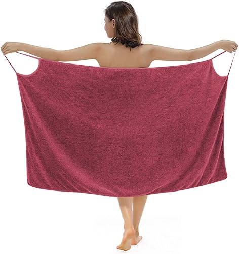 Ckuakiwu Toalla de baño para mujer, toalla de spa de secado rápido, envoltura corporal de microfibra suave, vestido de toalla de playa, albornoz