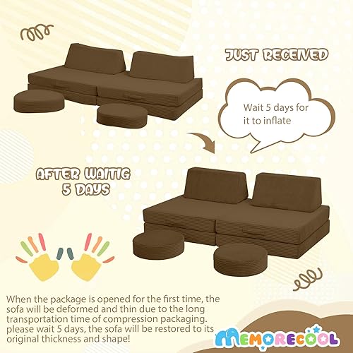 Miniatura 159 de MeMoreCool Sofá modular de 8 piezas para niños, sofá de espuma convertible rosa para sala de juegos Rosa (Dusty Rose),Verde bosque,2-marino,Azul