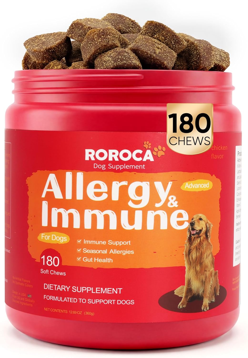 Dog Allergy Chews, Itch Relief for Dogs, Allergy Relief and Immune Supplement,Probiotics for Dogs,Support Seasonal Allergies, Gut & Digestive Health(Premium Pack)