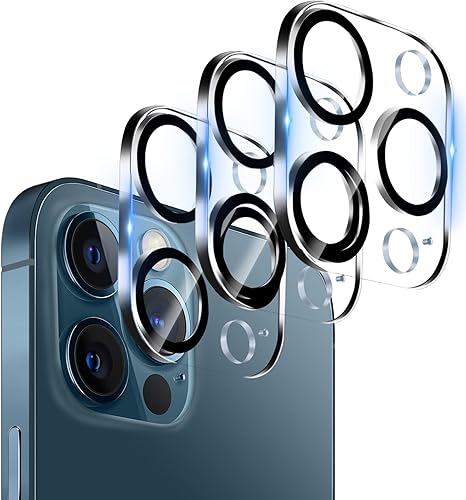 Paquete de 3 protectores de lente de cámara de vidrio templado para iPhone 12 Pro de 6.1 pulgadas, Ultra HD, dureza 9H, arañazos, compatible con