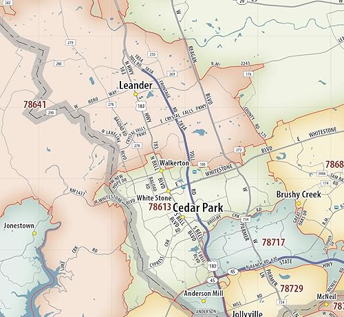 Miniatura 5 de Generic Austin TX Código Postal Mapa Laminado (40' x 36')