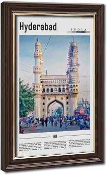 Hyderabad India Posters Prints Canvas Deco Paintings Vintage Wall Art For Offices Living Rooms And Bedrooms Hanging Frame 8" L X 12" W