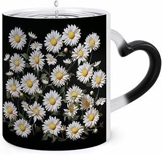 Daisy Color Changing Mug Heart-Shaped Handle Mugs Fashionable Tea Cup Coffee Cup Popular Tumbler And Cups For Office Workers Mug & Unique Gift Giving Teacup
