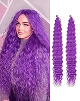 Vista 12 de Cabello rizado de ganchillo de 30 pulgadas, 2 paquetes de cabello de ganchillo ondulado profundo con ganchillo, cabello trenzado largo de onda 27#