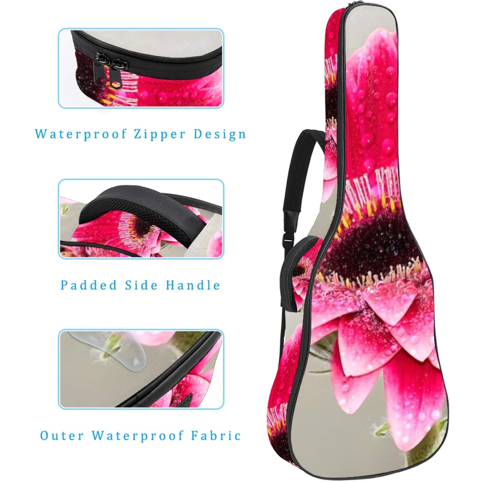 Borsa Per Chitarra Impermeabile - Zaino O Trasporto A Mano, Tessuto Scozzese Rosso/Verde - Foto 14