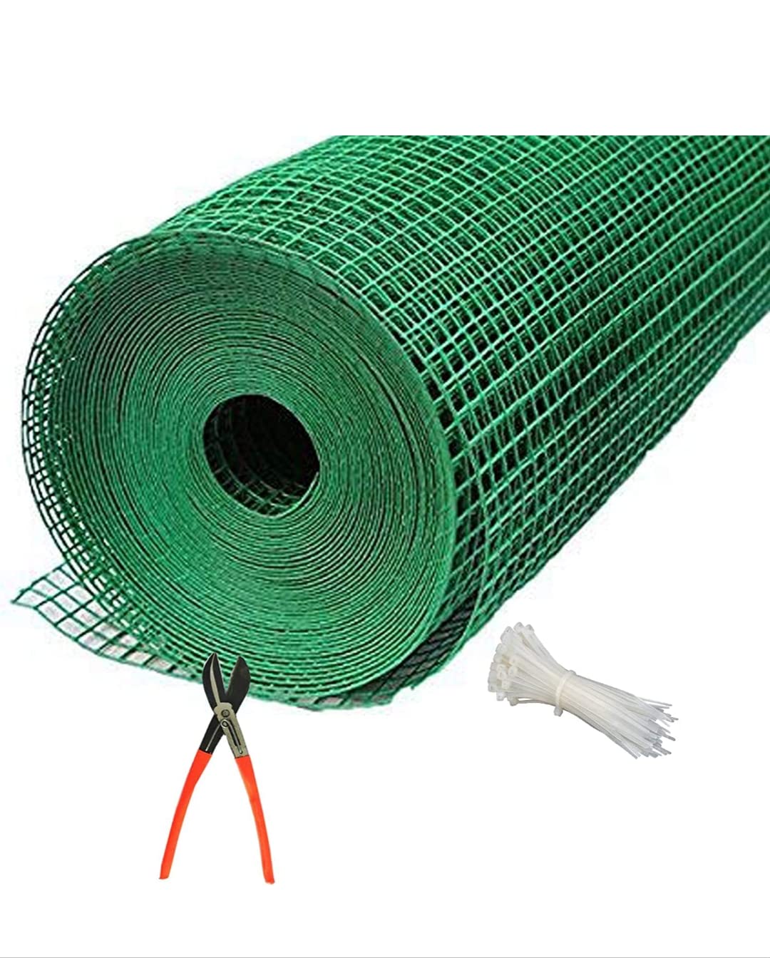 PVC coted Iron Tree Fencing Net/Bird Net UV Stabilized Heavy 800GSM Green Color with Free 1 Cutter,100 pcs PVC tie Clips (4 feet x 5 feet)-image-5