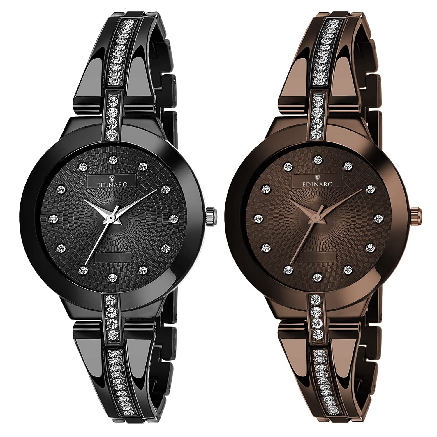 EDINARO Watches for Women Round Studded Dial |Analogue Quartz Movemnet |Long Battery Life|Stainless Steel Adjustable Bracelet Chain Strap|Double Lock Clasp Safety Watches for Girls (B09NYK278Z) Amazon Price History, Amazon Price Tracker