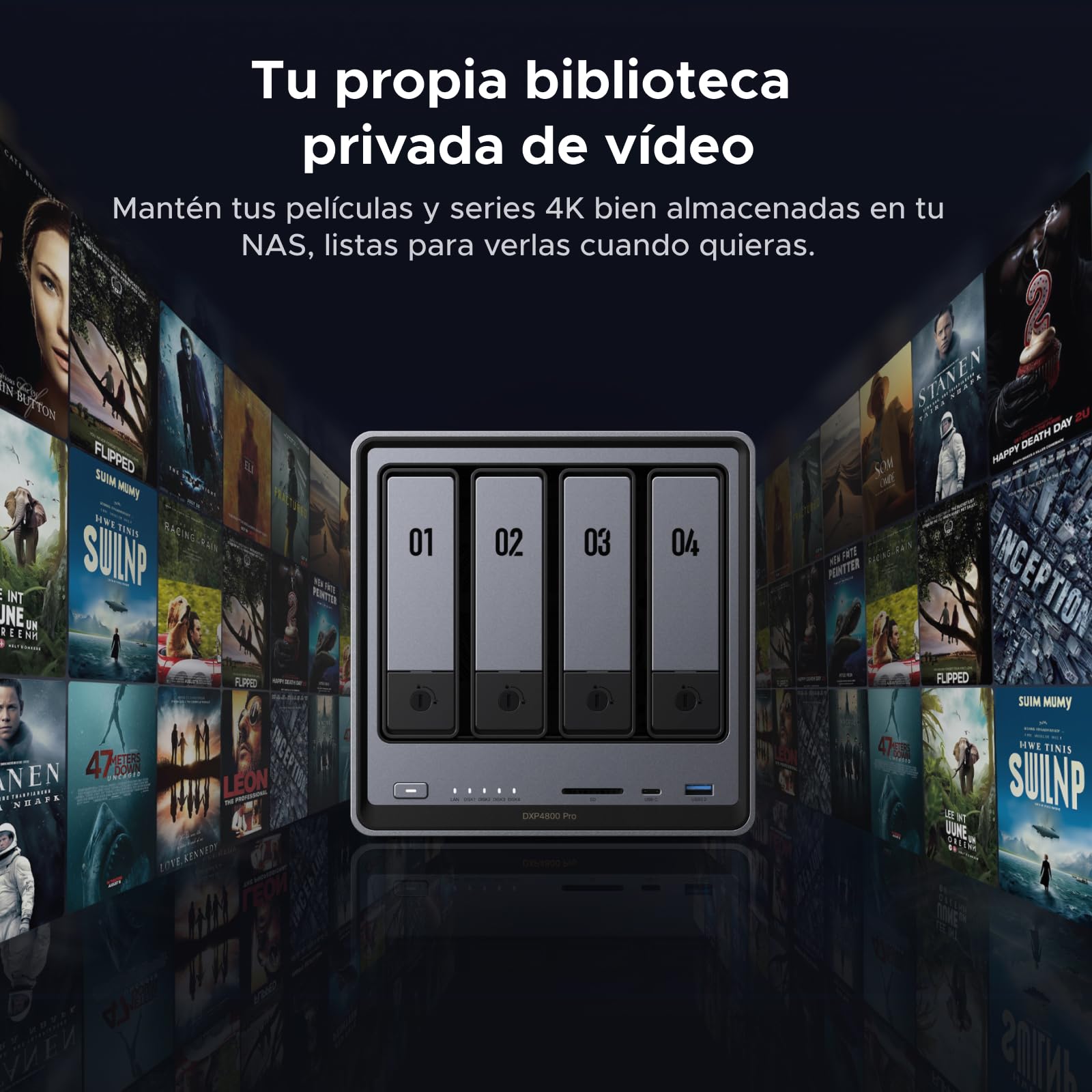 UGREEN NASync DXP4800 Pro NAS de Escritorio 4 bahías, CPU Intel i3-1315U (6 núcleos), 8GB DDR5 (hasta 96GB), 128G SSD, 1x10GbE, 1x2,5GbE, 2 Ranuras M.2 NVMe, HDMI 4K (sin Discos)