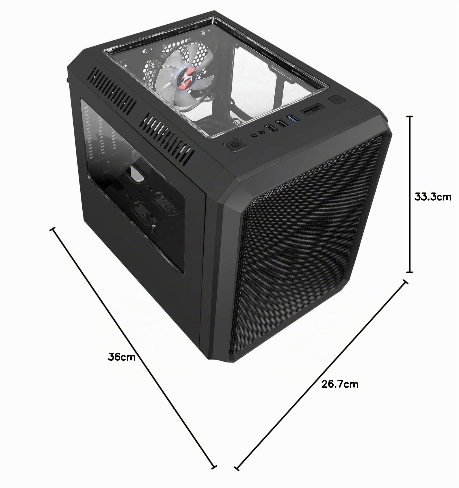 Itek Case QBO 8 EVO - Micro ATX, USB3, 200+120mm ARGB Fan, Card Reader, 3X Trasp Window