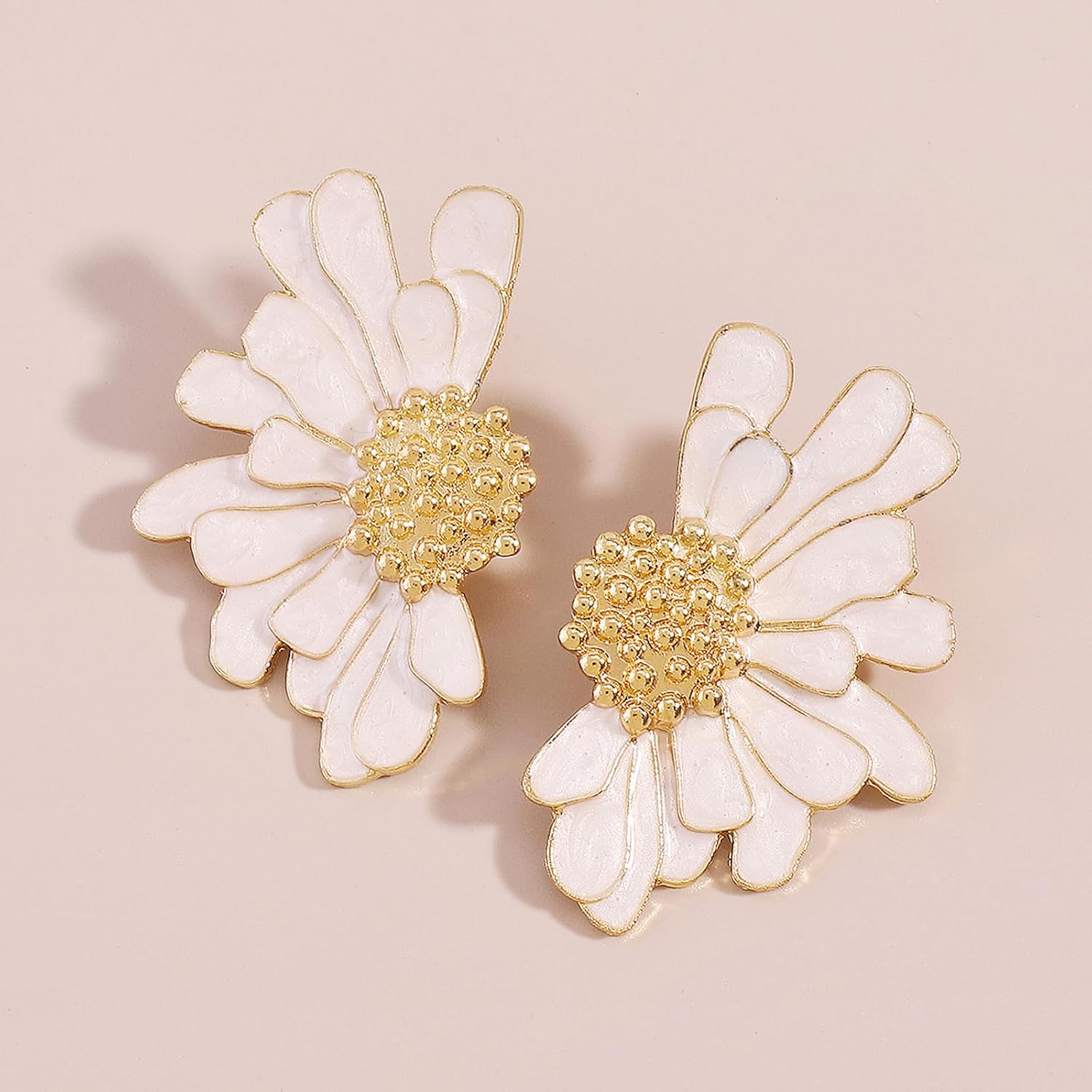 Flower Earrings Daisy Floral Earrings Pink White Green Flower Stud Earrings Jewelry for Women - Image 4