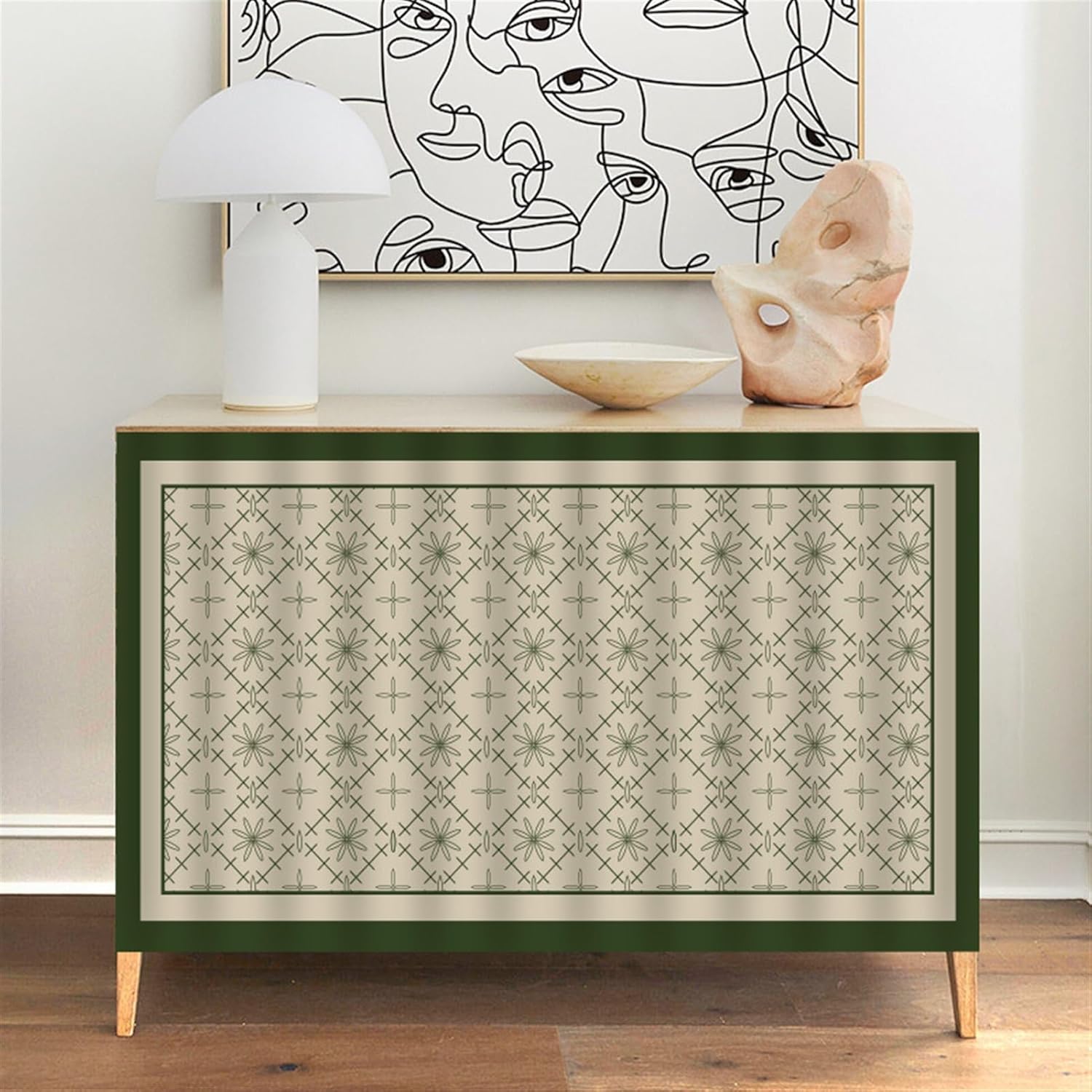 Cabinet Curtains for Kitchen Waredore Bathroom Privacy Under The Sink Curtain Cabinet Shelf Dust Proof Blackout Tier Green, 55.1" W x 39.4" L (Pack of 1)