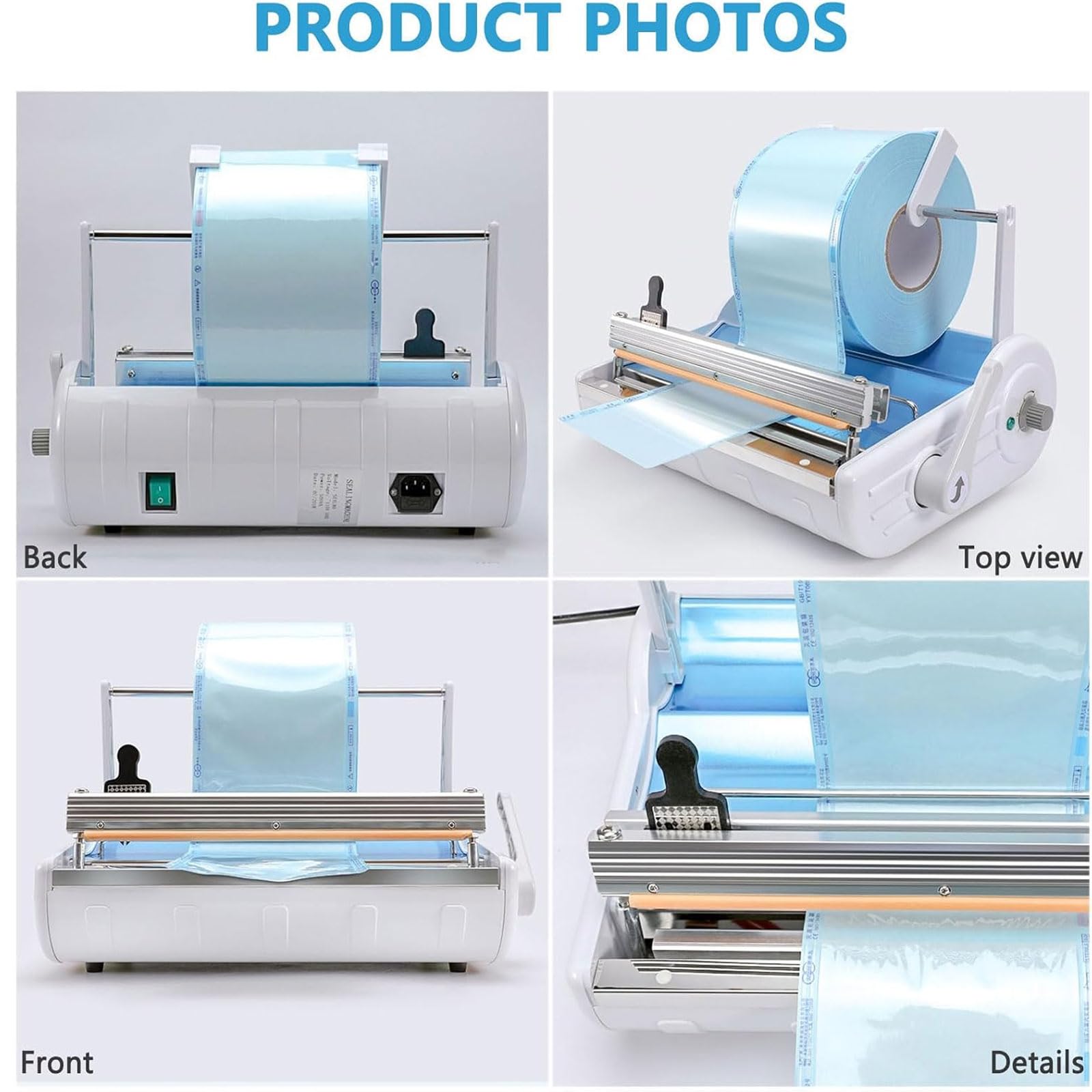 Scelleuse thermique médicale, machine à sceller stérilisée automatique, température réglable, scellant sous vide avec support pour hôpitaux, cliniques, laboratoires