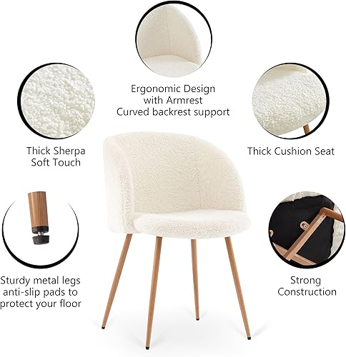 Miniatura 6 de NORDICANA Juego de 2 sillas de comedor de terciopelo con respaldo de barril sillas de tocador de maquillaje sillas tapizadas para sala de estar