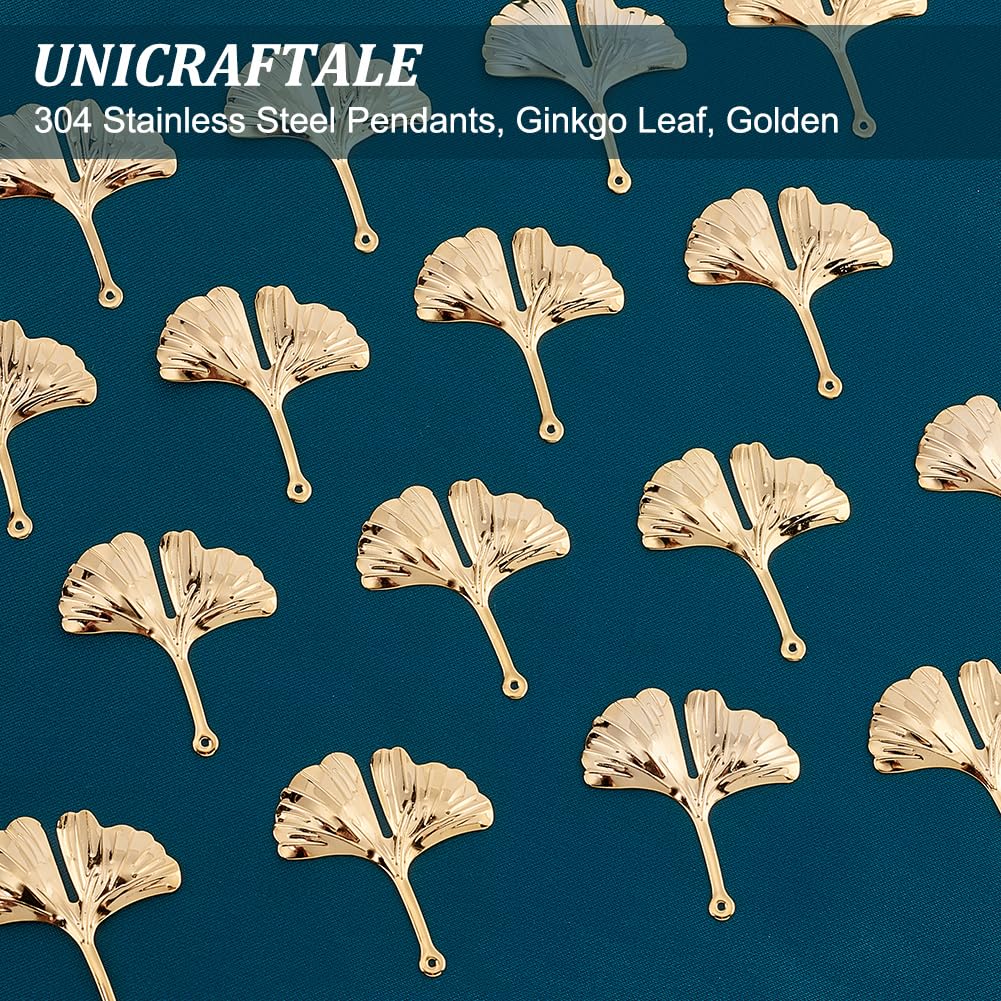 Amazon.co.jp: UNICRAFTALE 20個 チャーム イチョウ葉 リーフチャーム