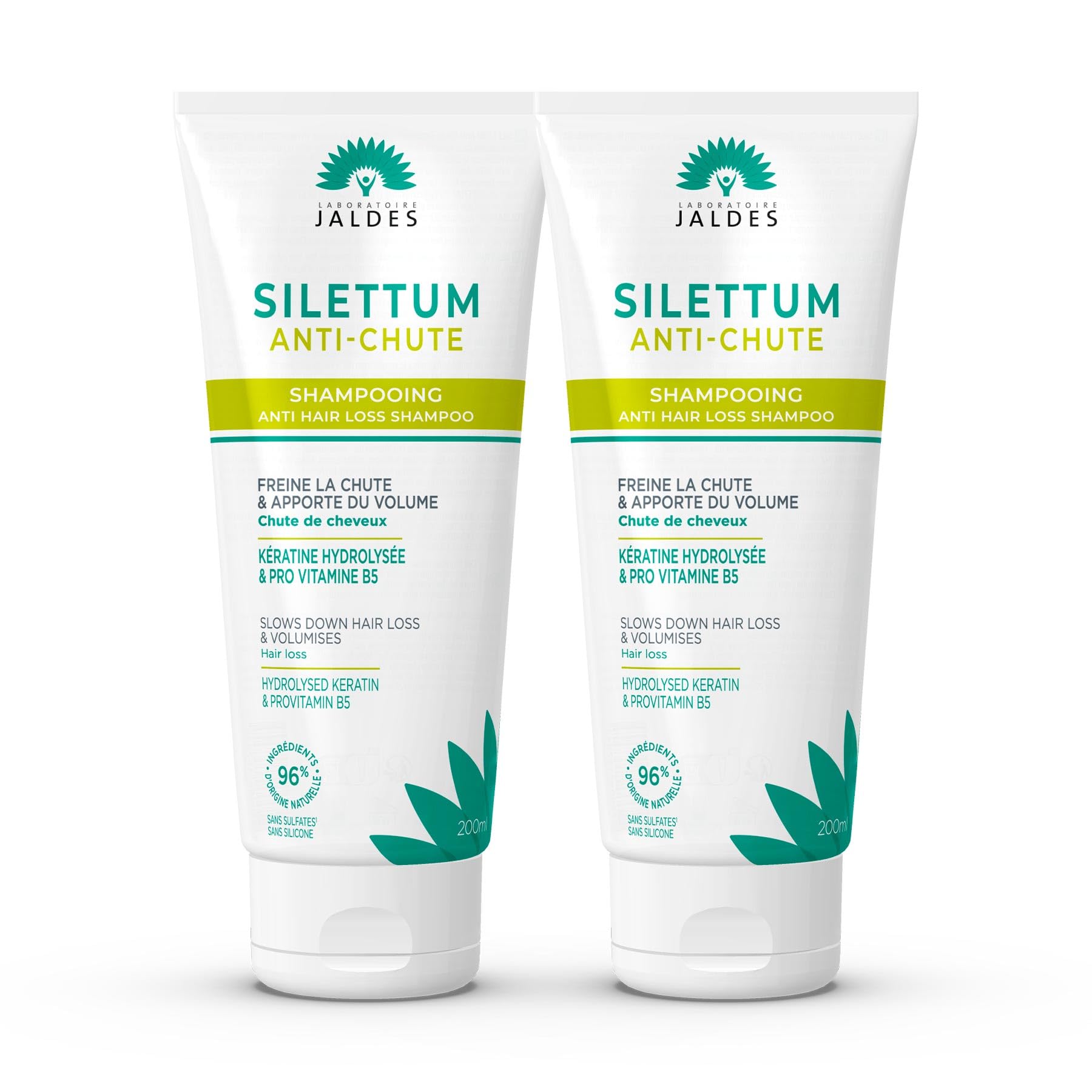 Silettum Shampooing Anti-Chute Tube Lot de 2X200ml | Freine la Chute de Cheveux | Apporte du Volume | Laboratoire Jaldes