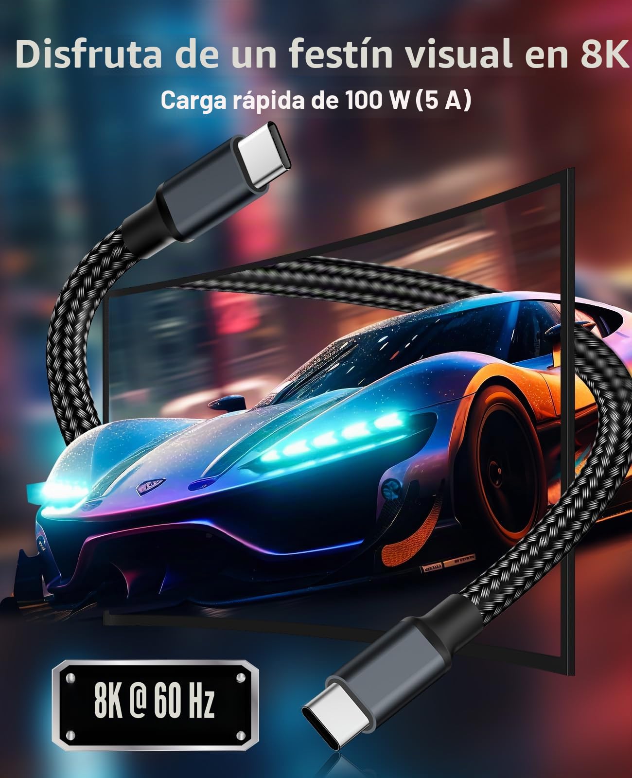 Magtame Cable USB 4 100w, Cable USB magnético de 1.5M, soporte para pantalla 8K@60HZ, 4K@144HZ, transmisión de datos 20gpbs, Cable USB C a USB C