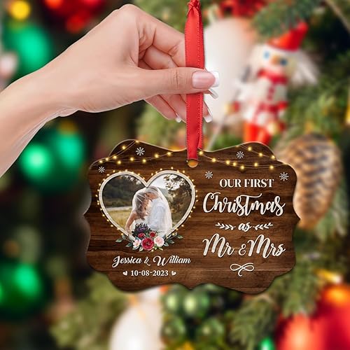 Miniatura 7 de Adorno personalizado para la primera Navidad como el señor y la señora, adornos de aluminio para boda, matrimonio, regalos de recuerdo, decoraciones